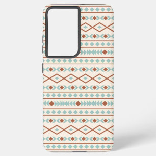 Aztec Shapes Pattern Rust Blauwgroen Cream Samsung Galaxy Hoesje