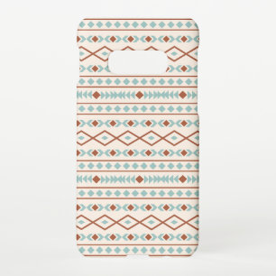 Aztec Shapes Pattern Rust Blauwgroen Cream Samsung Galaxy S10E Hoesje