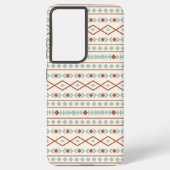 Aztec Shapes Pattern Rust Blauwgroen Cream Samsung Galaxy Hoesje (Achterkant)