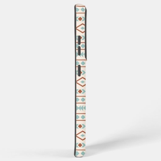 Aztec Shapes Pattern Rust Blauwgroen Cream Samsung Galaxy Hoesje (Rechterkant)