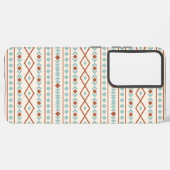 Aztec Shapes Pattern Rust Blauwgroen Cream Samsung Galaxy Hoesje (Linkerkant)