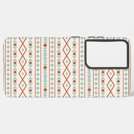 Aztec Shapes Pattern Rust Blauwgroen Cream Samsung Galaxy Hoesje (Linkerkant)