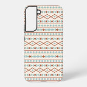 Aztec Shapes Pattern Rust Blauwgroen Cream Samsung Galaxy Hoesje (Achterkant)