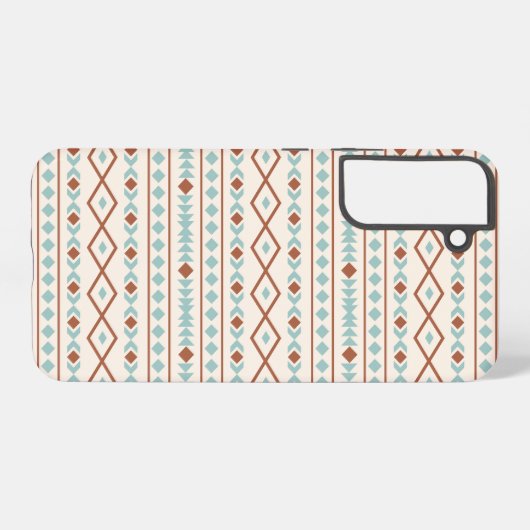 Aztec Shapes Pattern Rust Blauwgroen Cream Samsung Galaxy Hoesje (Achterkant horizontaal)
