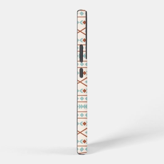 Aztec Shapes Pattern Rust Blauwgroen Cream Samsung Galaxy Hoesje (Rechterkant)