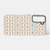 Aztec Shapes Pattern Rust Blauwgroen Cream Samsung Galaxy Hoesje (Achterkant horizontaal)