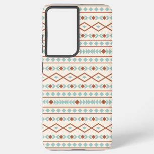Aztec Shapes Pattern Rust Blauwgroen Cream Samsung Galaxy Hoesje