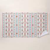 Aztec Shapes Pattern Rust Blauwgroen Cream Strandlaken (Voorkant)