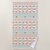Aztec Shapes Pattern Rust Blauwgroen Cream Strandlaken (Voorkant)