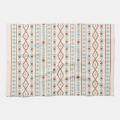 Aztec Shapes Pattern Rust Blauwgroen Cream Theedoek (Horizontaal)