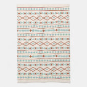 Aztec Shapes Pattern Rust Blauwgroen Cream Theedoek (Verticaal)