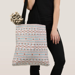 Aztec Shapes Pattern Rust Blauwgroen Cream Tote Bag