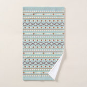 Aztec Shapes Pattern Rusts Cream Blauwgroen-Blue Bad Handdoek (Handdoek)