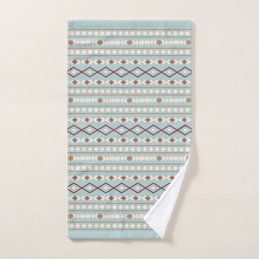 Aztec Shapes Pattern Rusts Cream Blauwgroen-Blue Bad Handdoek (Handdoek)