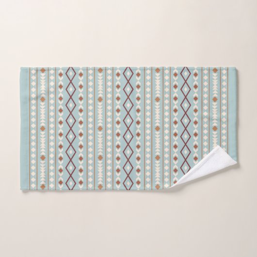 Aztec Shapes Pattern Rusts Cream Blauwgroen-Blue Bad Handdoek (Handdoek)