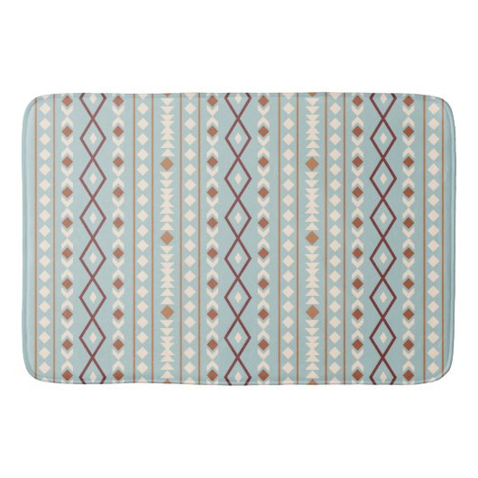 Aztec Shapes Pattern Rusts Cream Blauwgroen-Blue Badmat (Voorkant)