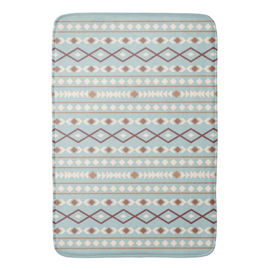 Aztec Shapes Pattern Rusts Cream Blauwgroen-Blue Badmat (Voorkant Verticaal)