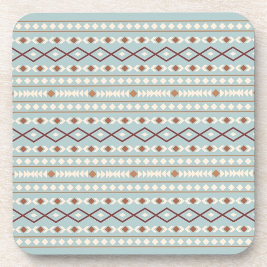 Aztec Shapes Pattern Rusts Cream Blauwgroen-Blue Bier Onderzetter (Voorkant)