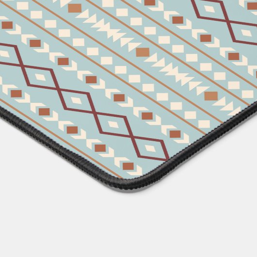 Aztec Shapes Pattern Rusts Cream Blauwgroen-Blue Bureaumat (Hoek)