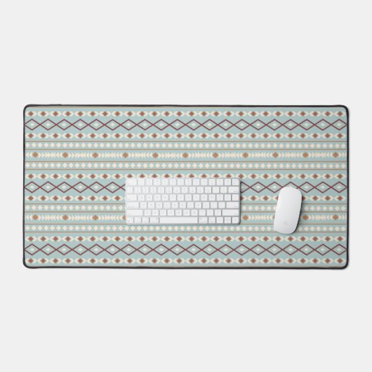 Aztec Shapes Pattern Rusts Cream Blauwgroen-Blue Bureaumat (Keyboard & Muis)