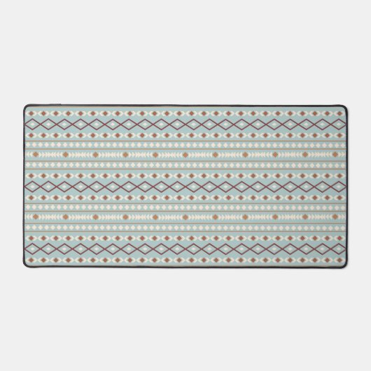 Aztec Shapes Pattern Rusts Cream Blauwgroen-Blue Bureaumat (Voorkant)