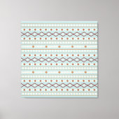 Aztec Shapes Pattern Rusts Cream Blauwgroen-Blue Canvas Afdruk (Voorkant)