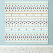 Aztec Shapes Pattern Rusts Cream Blauwgroen-Blue Canvas Afdruk (Insitu (Houten vloer))