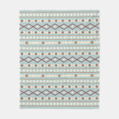 Aztec Shapes Pattern Rusts Cream Blauwgroen-Blue Fleece Deken (Voorkant)