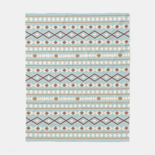 Aztec Shapes Pattern Rusts Cream Blauwgroen-Blue Fleece Deken (Voorkant)