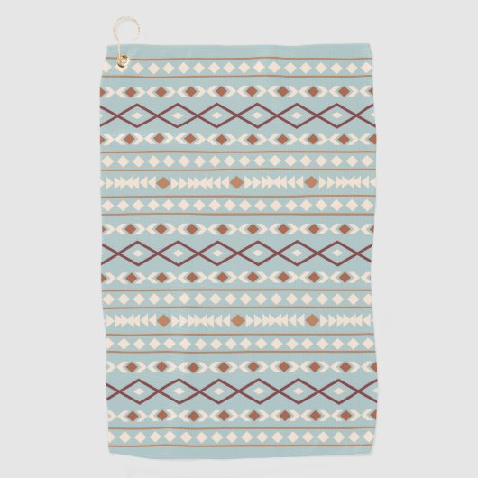 Aztec Shapes Pattern Rusts Cream Blauwgroen-Blue Golfhanddoek (Voorkant)