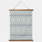 Aztec Shapes Pattern Rusts Cream Blauwgroen-Blue Hangend Wandkleed (Voorkant)