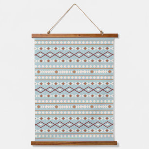 Aztec Shapes Pattern Rusts Cream Blauwgroen-Blue Hangend Wandkleed