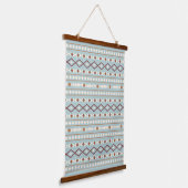 Aztec Shapes Pattern Rusts Cream Blauwgroen-Blue Hangend Wandkleed (Gebogen)