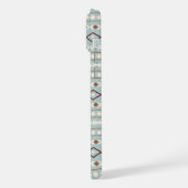 Aztec Shapes Pattern Rusts Cream Blauwgroen-Blue iPhone Hoesje (Linkerkant)