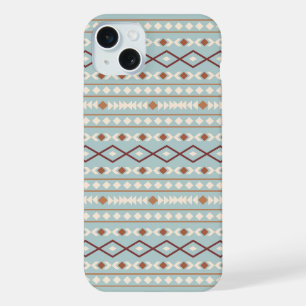 Aztec Shapes Pattern Rusts Cream Blauwgroen-Blue iPhone 15 Plus Case