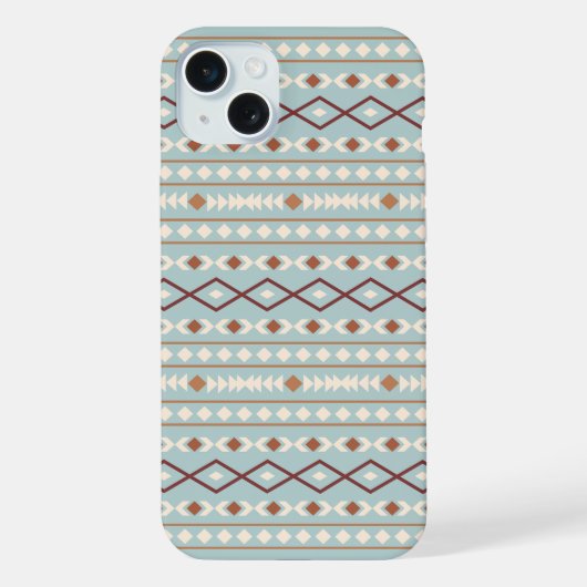 Aztec Shapes Pattern Rusts Cream Blauwgroen-Blue iPhone Hoesje (Achterkant)
