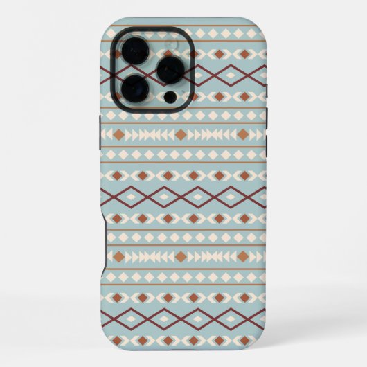 Aztec Shapes Pattern Rusts Cream Blauwgroen-Blue iPhone Hoesje (Achterkant)