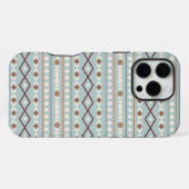 Aztec Shapes Pattern Rusts Cream Blauwgroen-Blue iPhone Hoesje (Achterkant horizontaal)