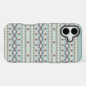 Aztec Shapes Pattern Rusts Cream Blauwgroen-Blue iPhone Hoesje (Achterkant horizontaal)