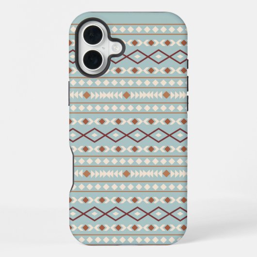 Aztec Shapes Pattern Rusts Cream Blauwgroen-Blue iPhone Hoesje (Achterkant)