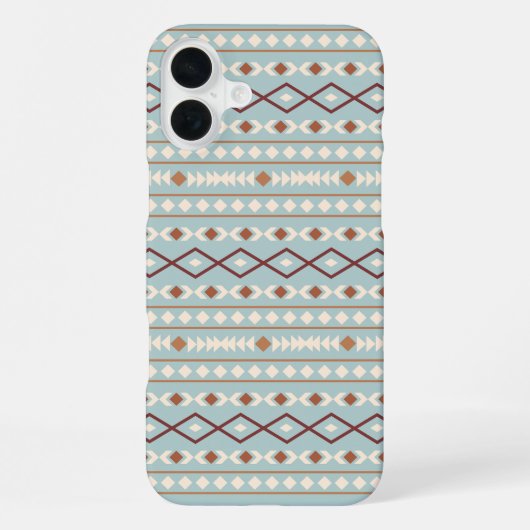 Aztec Shapes Pattern Rusts Cream Blauwgroen-Blue iPhone Hoesje (Achterkant)