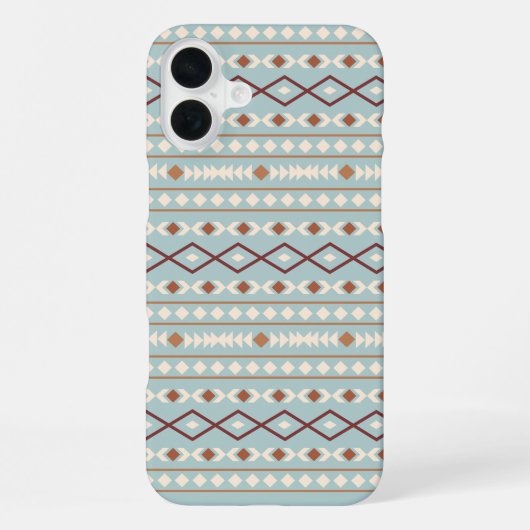 Aztec Shapes Pattern Rusts Cream Blauwgroen-Blue iPhone Hoesje (Achterkant)