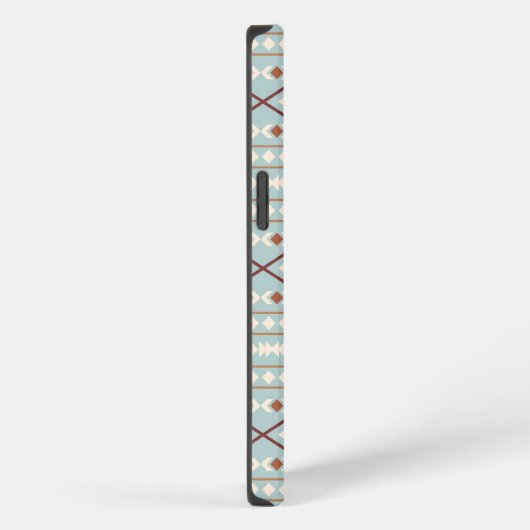 Aztec Shapes Pattern Rusts Cream Blauwgroen-Blue iPhone Hoesje (Rechterkant)