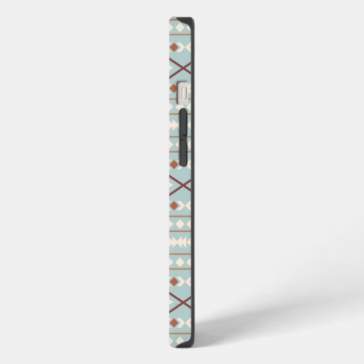 Aztec Shapes Pattern Rusts Cream Blauwgroen-Blue iPhone Hoesje (Linkerkant)