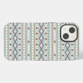 Aztec Shapes Pattern Rusts Cream Blauwgroen-Blue iPhone Hoesje (Achterkant horizontaal)
