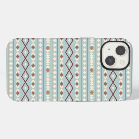 Aztec Shapes Pattern Rusts Cream Blauwgroen-Blue iPhone Hoesje (Achterkant horizontaal)