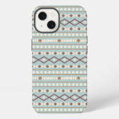 Aztec Shapes Pattern Rusts Cream Blauwgroen-Blue iPhone Hoesje (Achterkant)