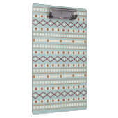 Aztec Shapes Pattern Rusts Cream Blauwgroen-Blue Klembord (Rechts)
