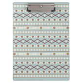 Aztec Shapes Pattern Rusts Cream Blauwgroen-Blue Klembord (Voorkant)