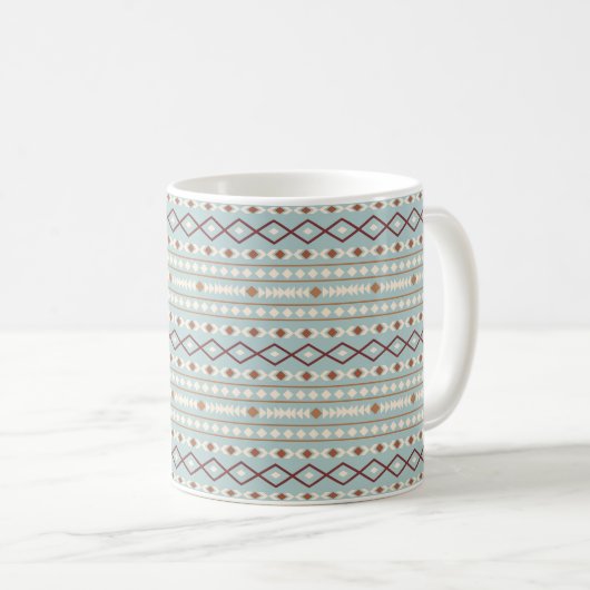 Aztec Shapes Pattern Rusts Cream Blauwgroen-Blue Koffiemok (Voorkant rechts)